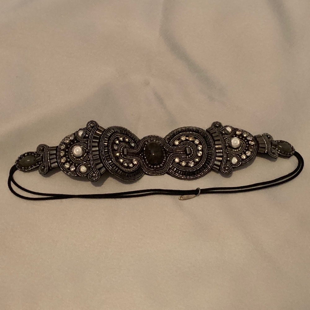 GORGEOUS NWOT Pink Pewter Beaded Headband Shiny